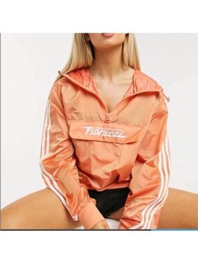 Adidas x Fiorucci Windbreaker Anorak Pullover Jacket Orange Women’s Size Large